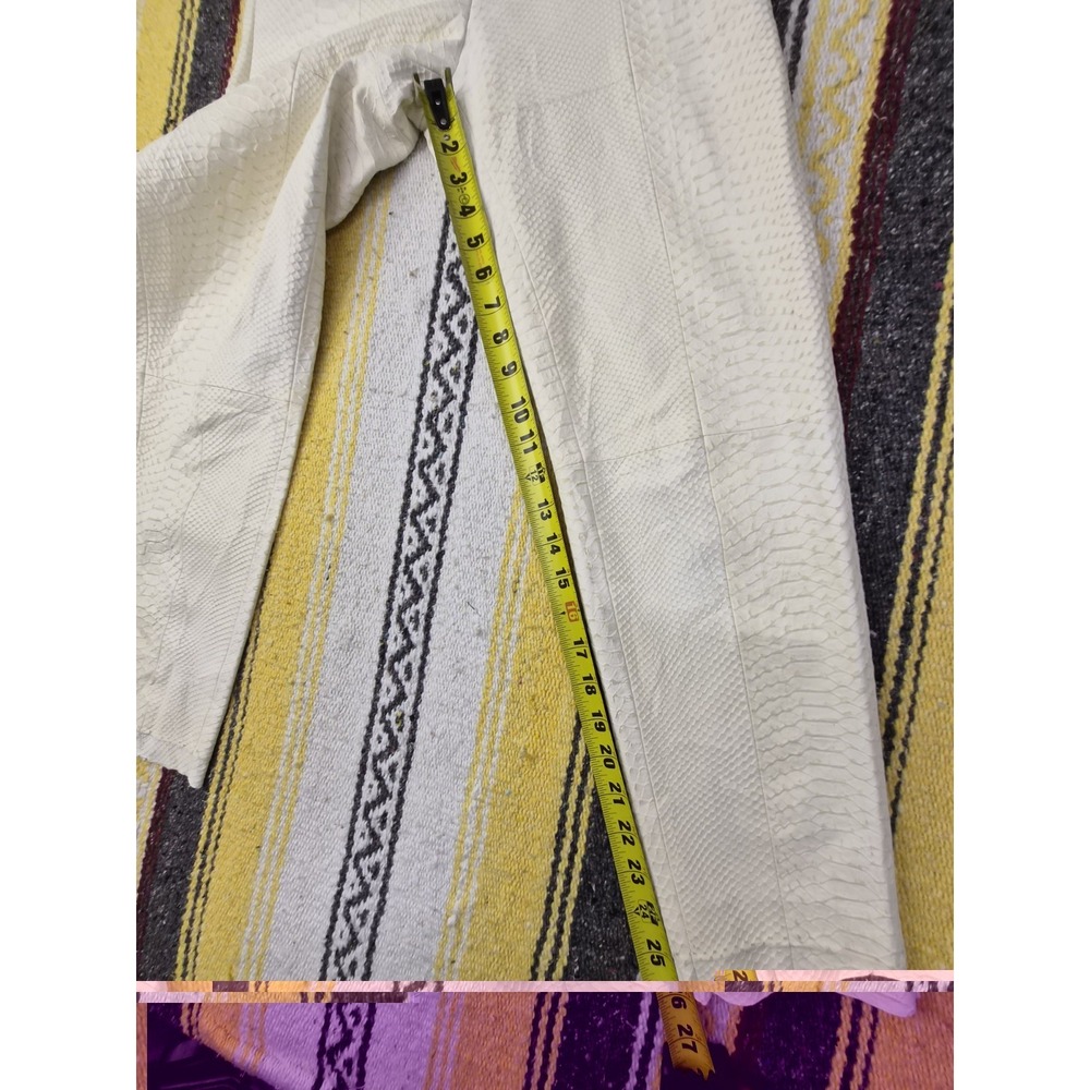 Yigal Azrouël 100% Lamb Leather Croc-Embossed Pants - Winter White - Size 2 - Picture 11 of 16